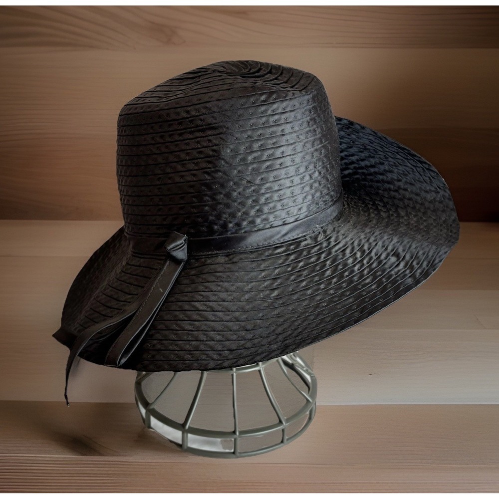 True Vintage Grosgrain Black Hat Pin M Brimmed Sun Cottage Boater Classic Iconic